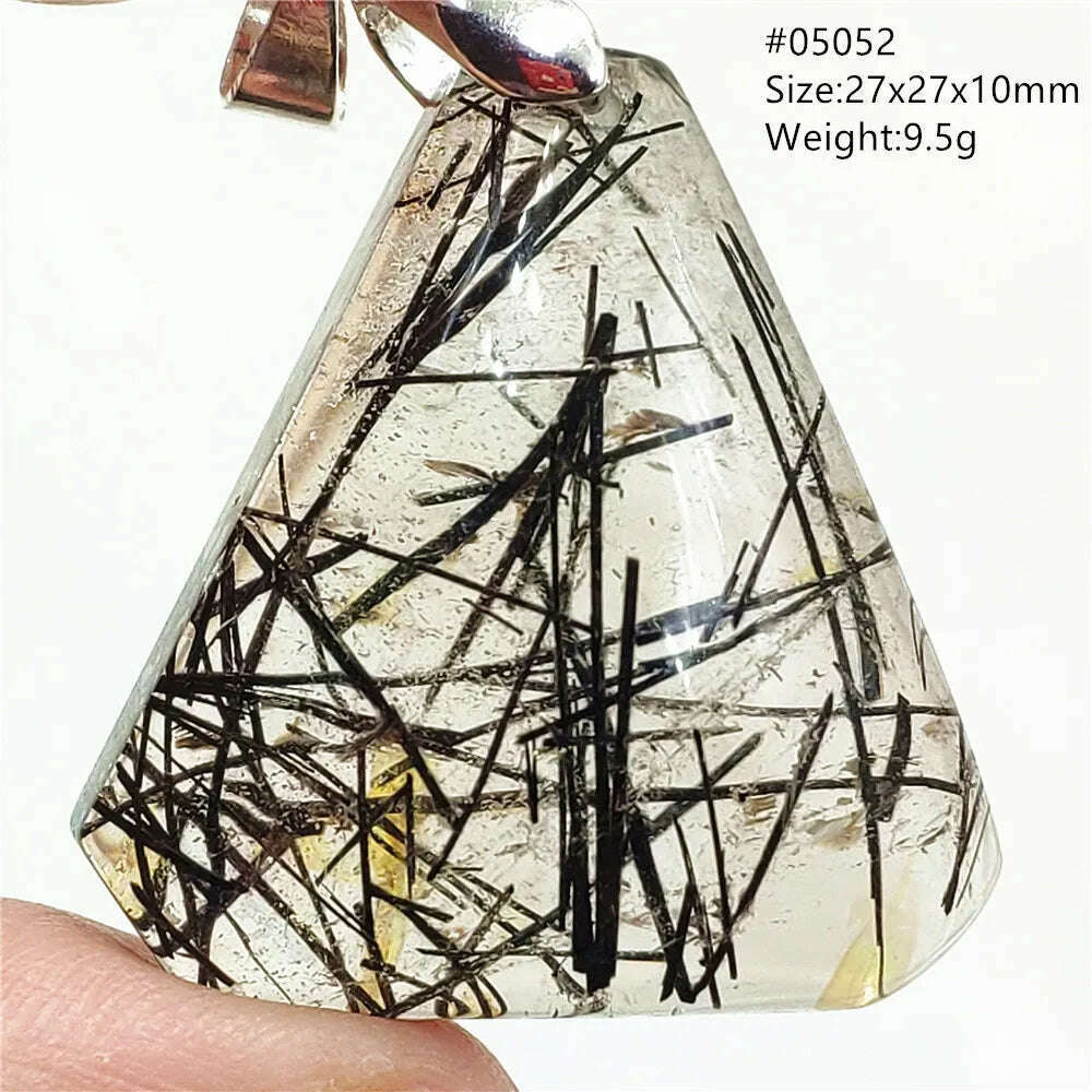 KIMLUD, Natural Black Rutilated Quartz Rectangle Pendant Jewelry Clear Beads Oval Clear Beads Crystal Wealthy Rutilated AAAAAA, KIMLUD Womens Clothes