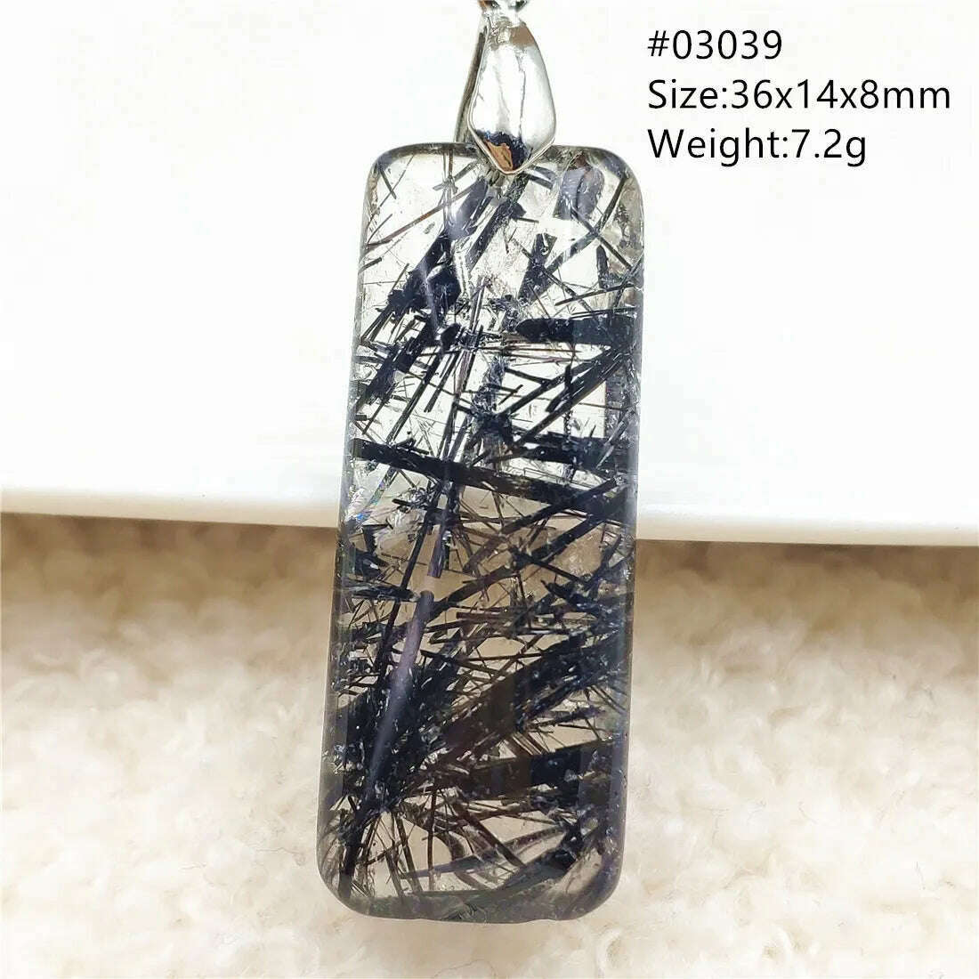 KIMLUD, Natural Black Rutilated Quartz Rectangle Pendant Jewelry Clear Beads Oval Clear Beads Crystal Wealthy Rutilated AAAAAA, 03039, KIMLUD Womens Clothes
