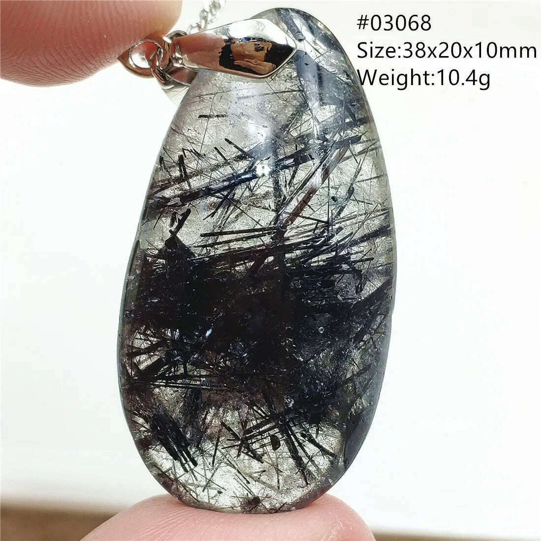 KIMLUD, Natural Black Rutilated Quartz Rectangle Pendant Jewelry Clear Beads Oval Clear Beads Crystal Wealthy Rutilated AAAAAA, 03068, KIMLUD Womens Clothes