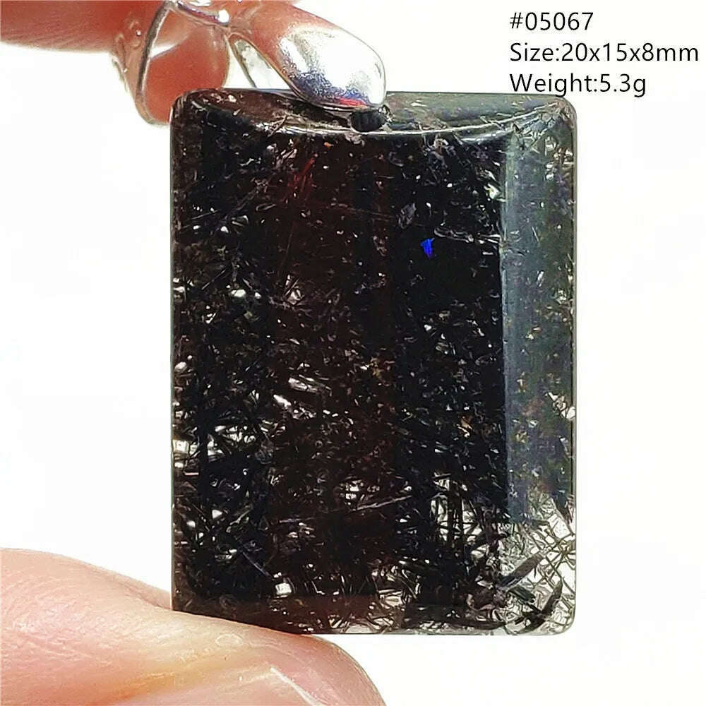KIMLUD, Natural Black Rutilated Quartz Rectangle Pendant Jewelry Clear Beads Oval Clear Beads Crystal Wealthy Rutilated AAAAAA, 05067, KIMLUD Womens Clothes