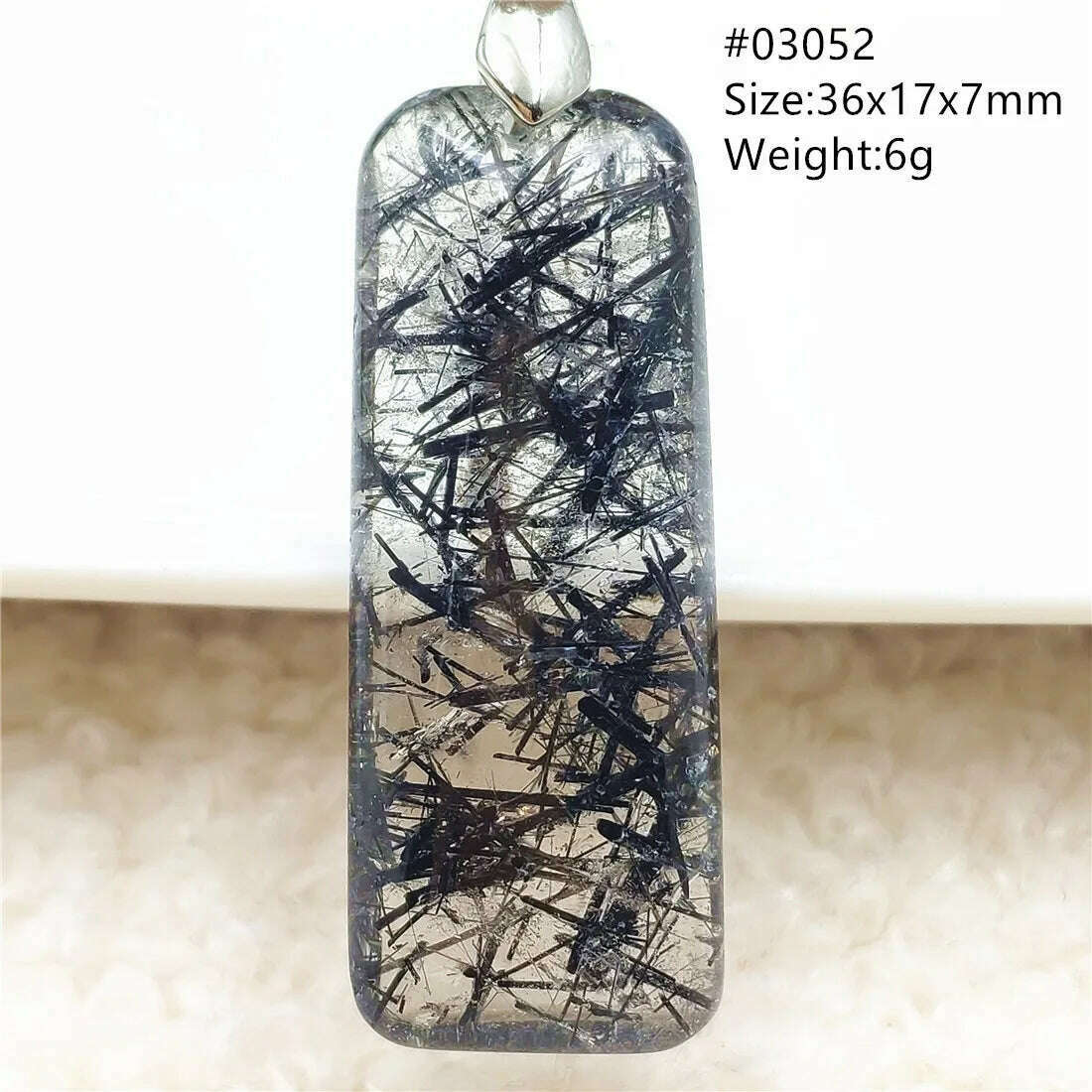 KIMLUD, Natural Black Rutilated Quartz Rectangle Pendant Jewelry Clear Beads Oval Clear Beads Crystal Wealthy Rutilated AAAAAA, 03052, KIMLUD Womens Clothes