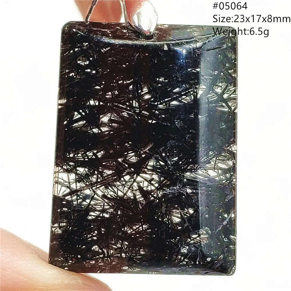 KIMLUD, Natural Black Rutilated Quartz Rectangle Pendant Jewelry Clear Beads Oval Clear Beads Crystal Wealthy Rutilated AAAAAA, 05064, KIMLUD Womens Clothes