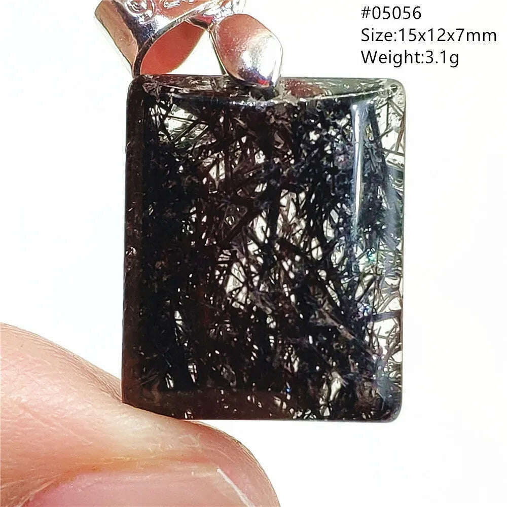 KIMLUD, Natural Black Rutilated Quartz Rectangle Pendant Jewelry Clear Beads Oval Clear Beads Crystal Wealthy Rutilated AAAAAA, 05056, KIMLUD Womens Clothes