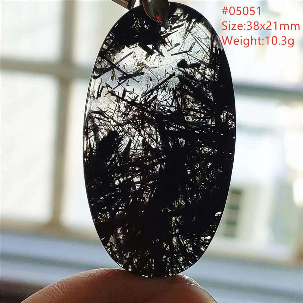 KIMLUD, Natural Black Rutilated Quartz Rectangle Pendant Jewelry Clear Beads Oval Clear Beads Crystal Wealthy Rutilated AAAAAA, 05051, KIMLUD Womens Clothes