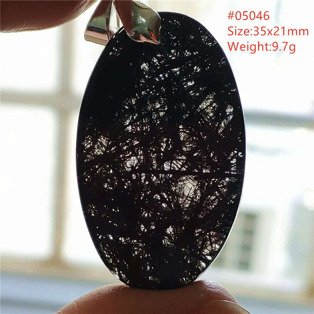 KIMLUD, Natural Black Rutilated Quartz Rectangle Pendant Jewelry Clear Beads Oval Clear Beads Crystal Wealthy Rutilated AAAAAA, 05046, KIMLUD Womens Clothes