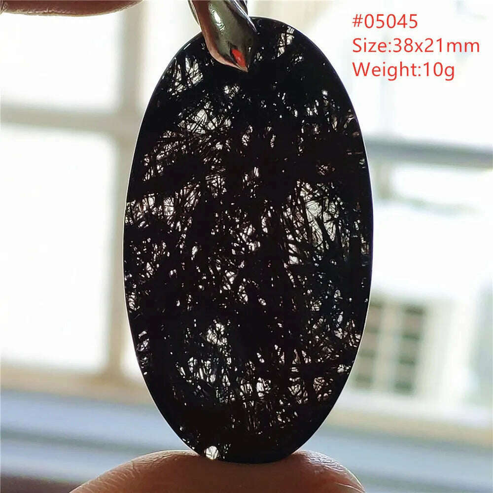 KIMLUD, Natural Black Rutilated Quartz Rectangle Pendant Jewelry Clear Beads Oval Clear Beads Crystal Wealthy Rutilated AAAAAA, 05045, KIMLUD Womens Clothes