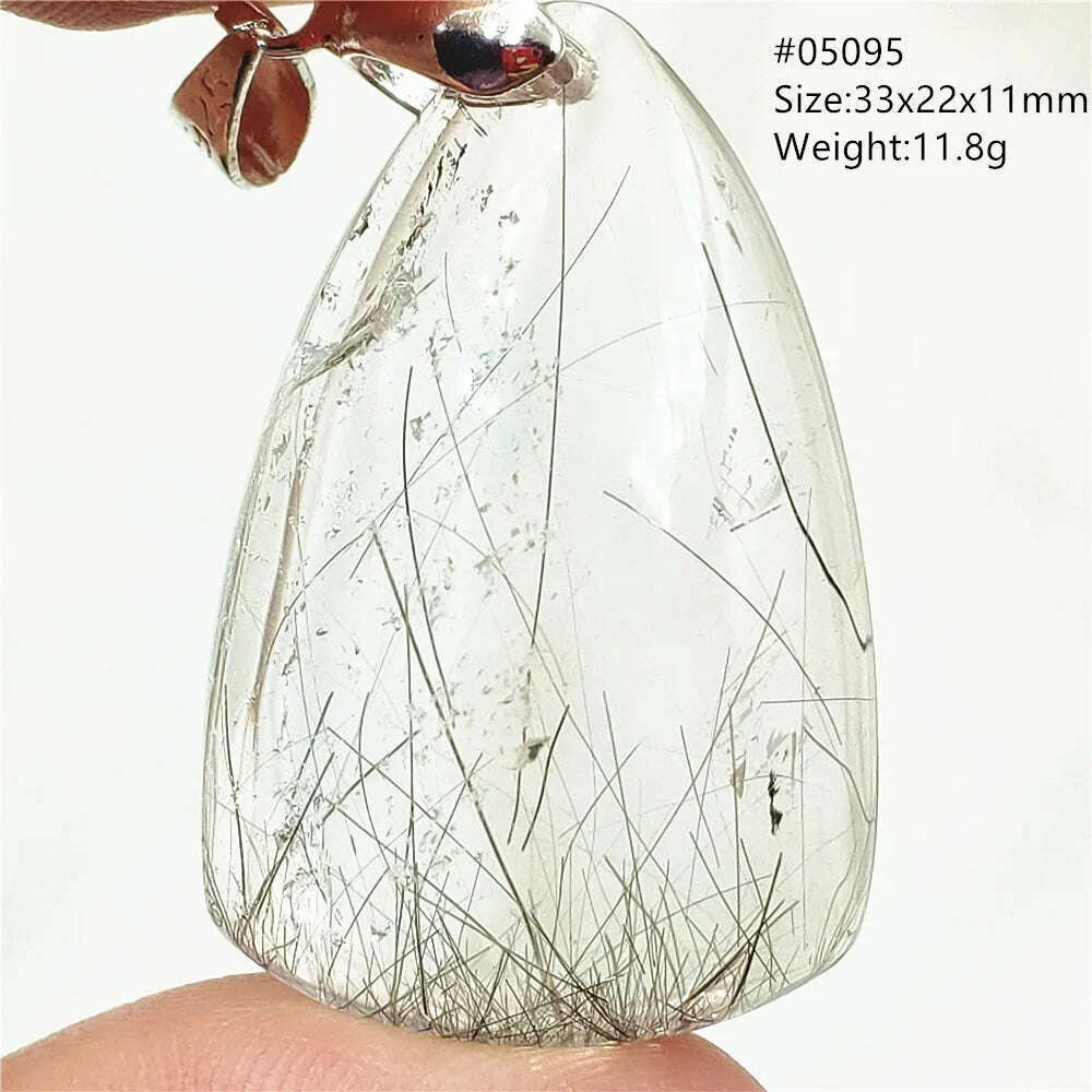 KIMLUD, Natural Black Rutilated Quartz Rectangle Pendant Jewelry Clear Beads Oval Clear Beads Crystal Wealthy Rutilated AAAAAA, 05095, KIMLUD Womens Clothes