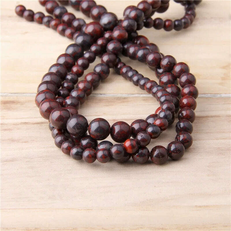 KIMLUD, Natural Bloodstone Beads 6-12 mm Genuine Polished Red Bloodstone Round Beads For DIY Jewelry Making Bracelets & Mala Necklace, KIMLUD Women's Clothes