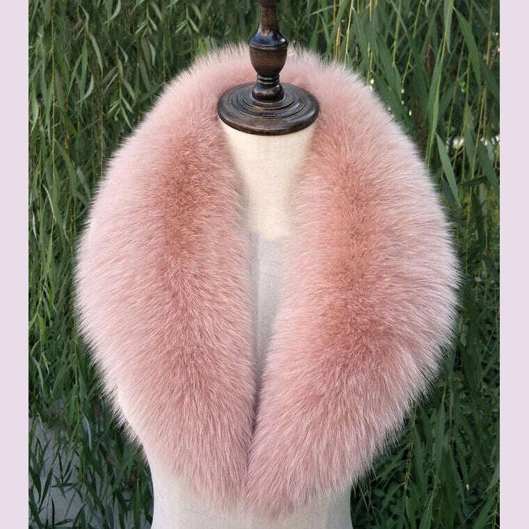 Natural Color Raccoon Fox Real Fur Collar Scarf Genuine Big Size Scarves Warp Shawl Neck Warmer Stole Muffler with Clip Loops #6 - KIMLUD