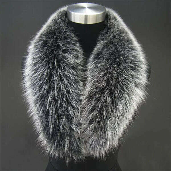 Natural Color Raccoon Fox Real Fur Collar Scarf Genuine Big Size Scarves Warp Shawl Neck Warmer Stole Muffler with Clip Loops #6 - KIMLUD