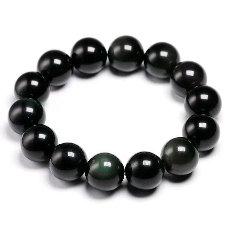 KIMLUD, Natural Colorful Obsidian Bracelet Jewelry Stone Beads Round Bracelet Energy Bangle For Men & Women Valentine's Gift New Design, KIMLUD Women's Clothes