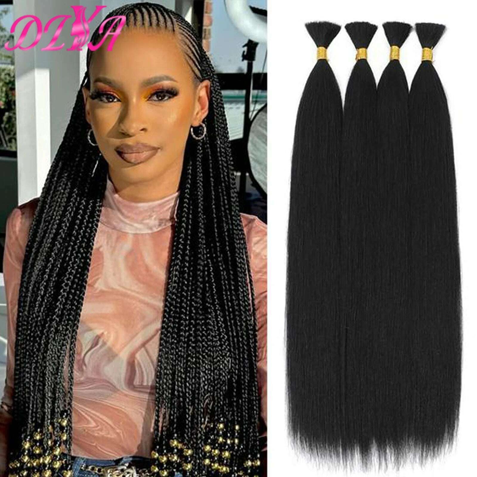 KIMLUD, Natural Colour Straight Human Hair Bulk for Braiding No Weft Bundles 100g Bulk Human Hair 100% Virgin Brazilian Remy Human Hair, KIMLUD Womens Clothes