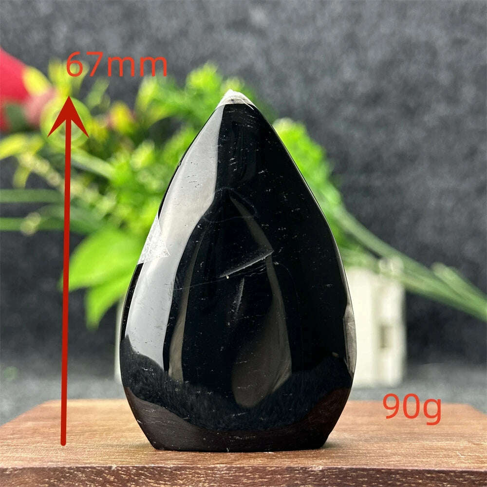 KIMLUD, Natural Crystal Black Onyx Silk Stripes Free Form Torch Healing Reiki Meditation Feng Shui Home Decor Gift, KIMLUD Womens Clothes