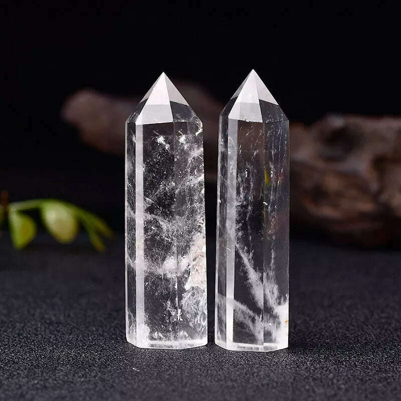 KIMLUD, Natural Crystal Clear Quartz Transparency Quartz Point Healing Stone Hexagonal Prisms 50-80mm Obelisk Wand Stone Home Decor 1PC, KIMLUD Womens Clothes