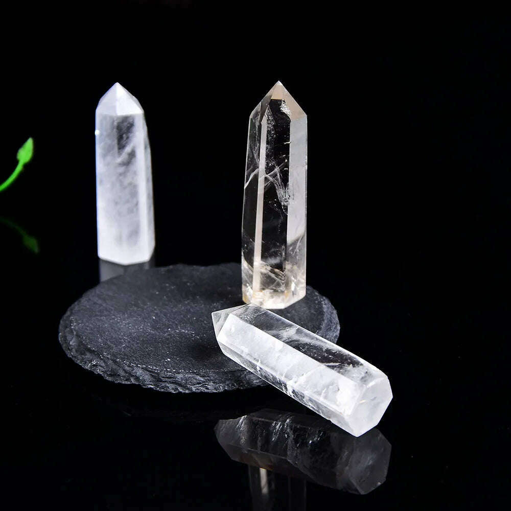 Natural Crystal Clear Quartz Transparency Quartz Point Healing Stone Hexagonal Prisms 50-80mm Obelisk Wand Stone Home Decor 1PC - KIMLUD
