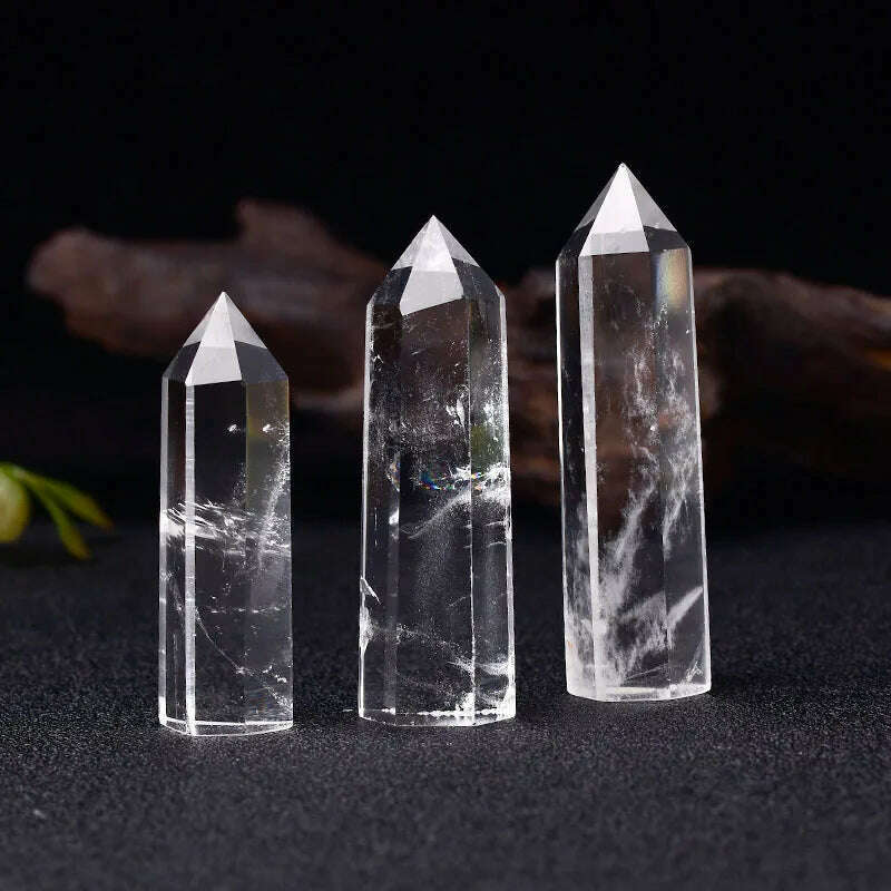 Natural Crystal Clear Quartz Transparency Quartz Point Healing Stone Hexagonal Prisms 50-80mm Obelisk Wand Stone Home Decor 1PC - KIMLUD