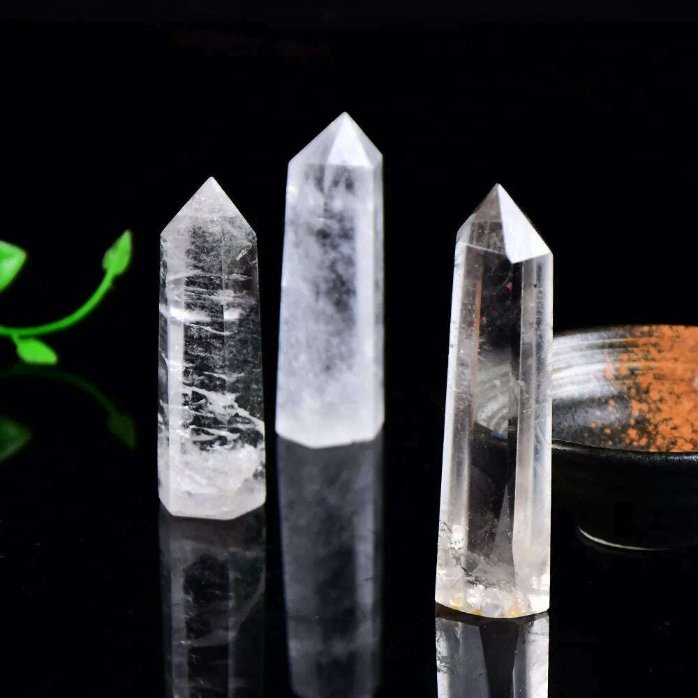 Natural Crystal Clear Quartz Transparency Quartz Point Healing Stone Hexagonal Prisms 50-80mm Obelisk Wand Stone Home Decor 1PC - KIMLUD