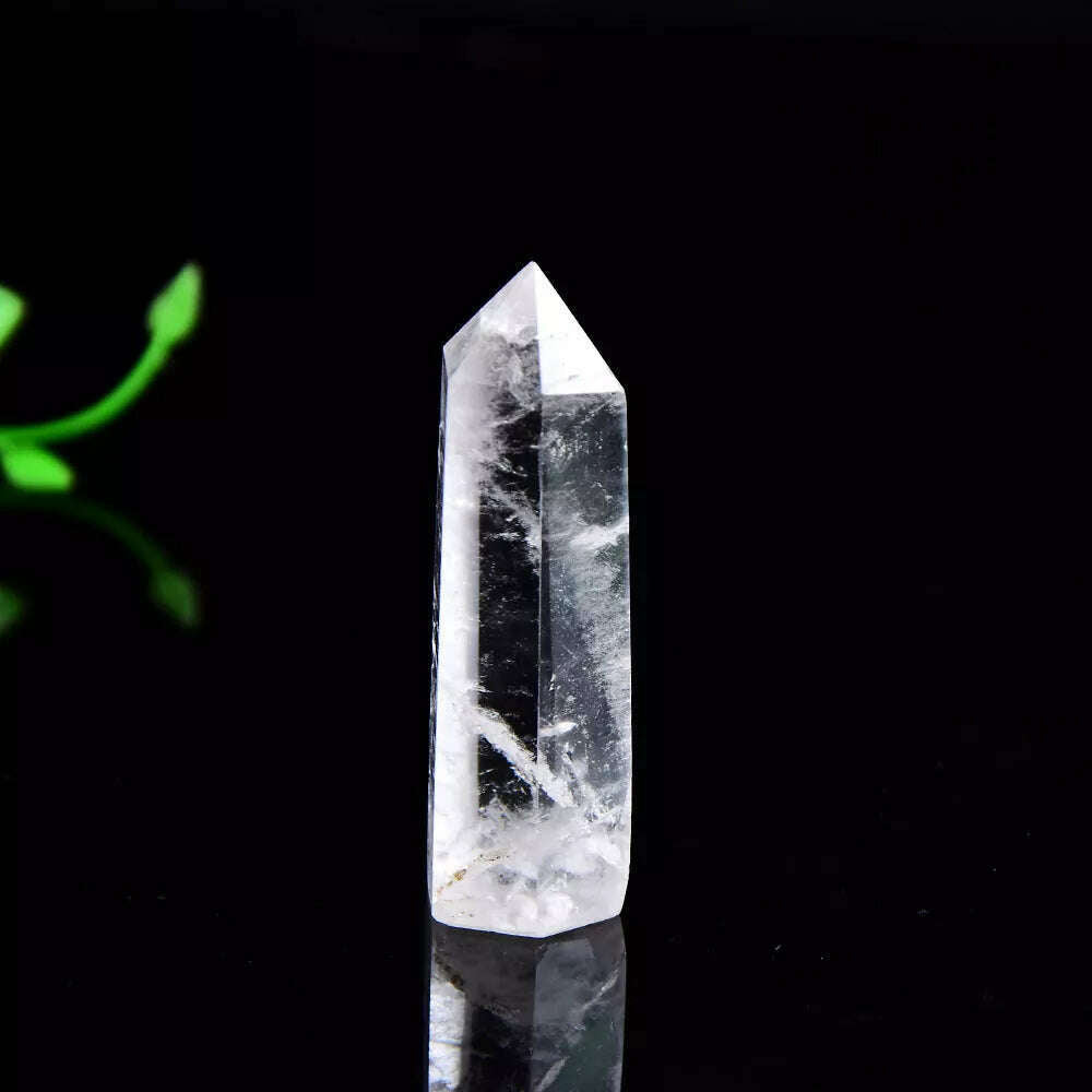 Natural Crystal Clear Quartz Transparency Quartz Point Healing Stone Hexagonal Prisms 50-80mm Obelisk Wand Stone Home Decor 1PC - KIMLUD