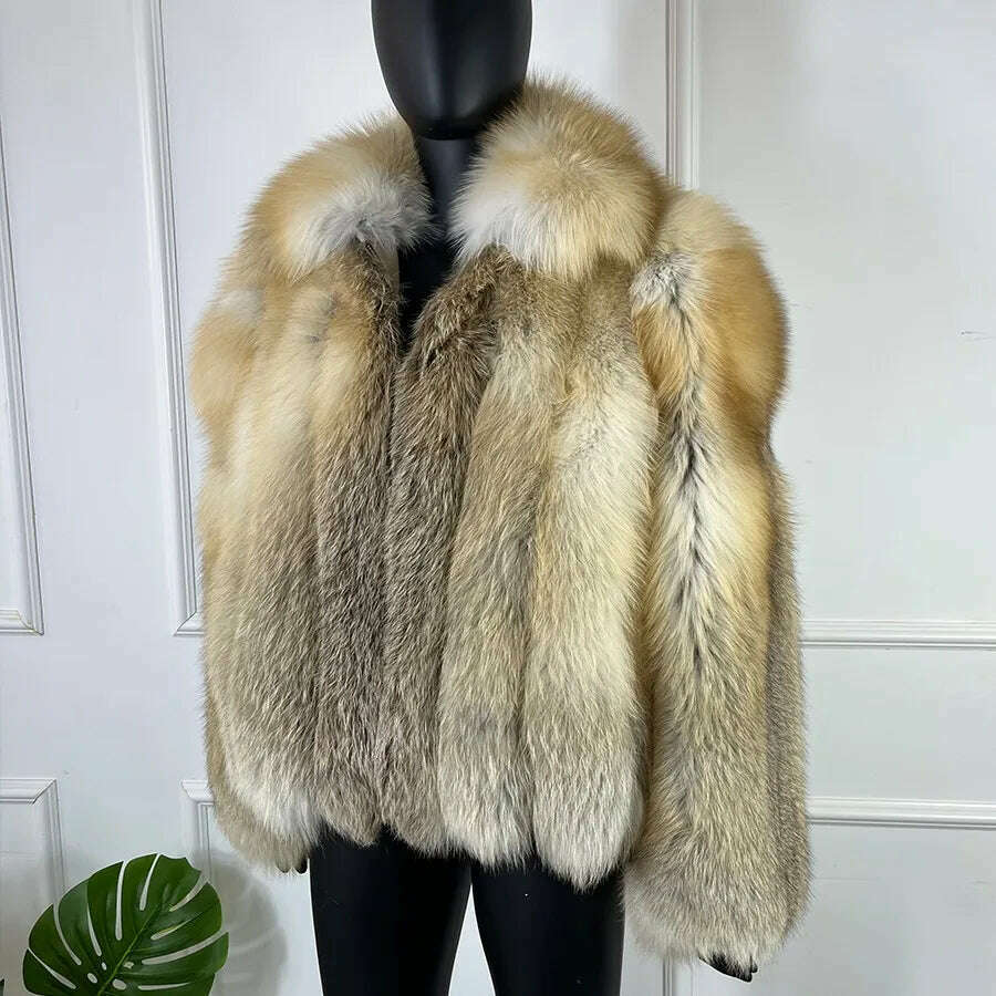 KIMLUD, Natural Fox Fur Clothes Real Fox Fur Coat  Winter Men Big Large Suit Collar Warm Thick Best Selling Styles, KIMLUD Womens Clothes
