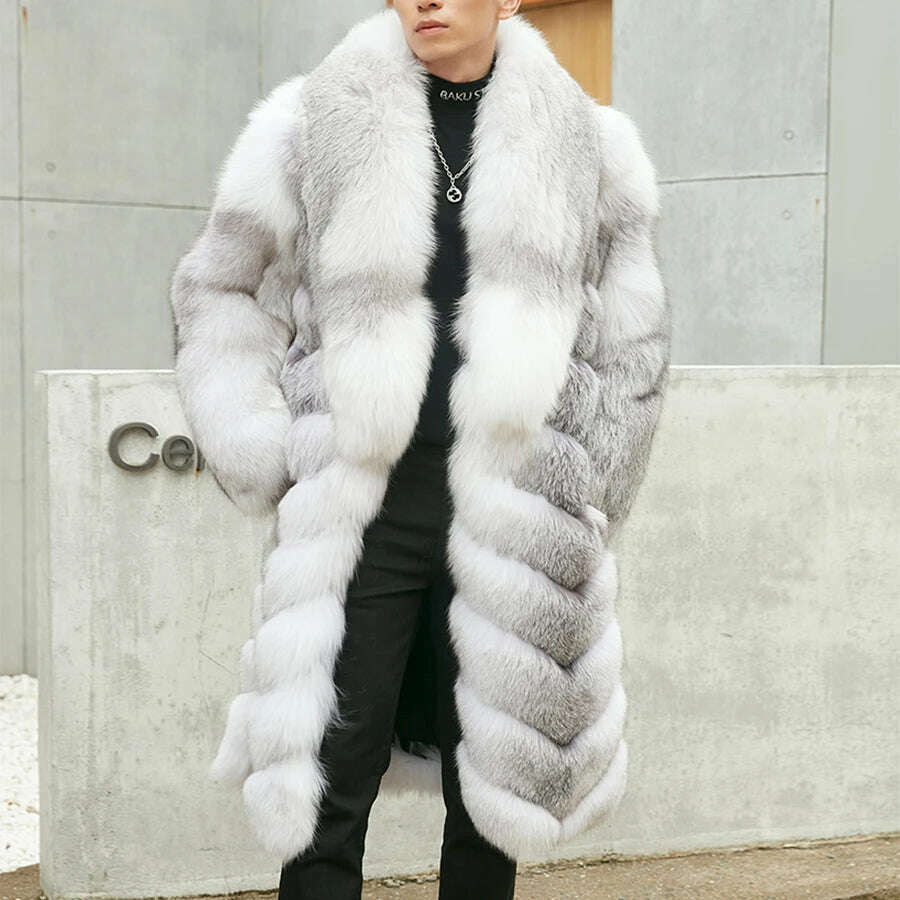 KIMLUD, Natural Fox Fur Clothes Real Fox Fur Coat  Winter Men Big Large Suit Collar Warm Thick Best Selling Styles, 1 / M-BUST-110CM, KIMLUD Womens Clothes