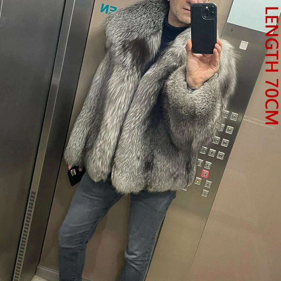 KIMLUD, Natural Fox Fur Clothes Real Fox Fur Coat  Winter Men Big Large Suit Collar Warm Thick Best Selling Styles, 4 / M-BUST-110CM, KIMLUD Womens Clothes