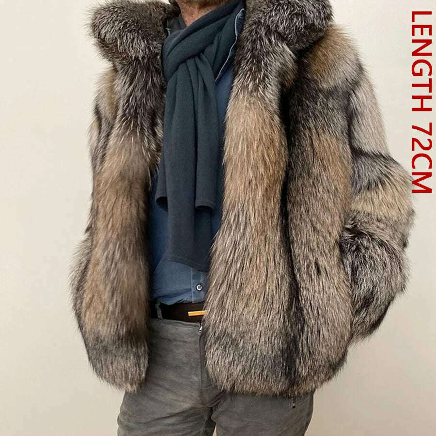 KIMLUD, Natural Fox Fur Clothes Real Fox Fur Coat  Winter Men Big Large Suit Collar Warm Thick Best Selling Styles, 7 / M-BUST-110CM, KIMLUD Womens Clothes