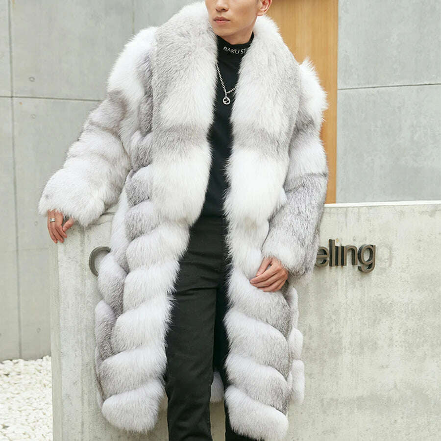 KIMLUD, Natural Fox Fur Clothes Real Fox Fur Coat  Winter Men Big Large Suit Collar Warm Thick Best Selling Styles, KIMLUD Womens Clothes