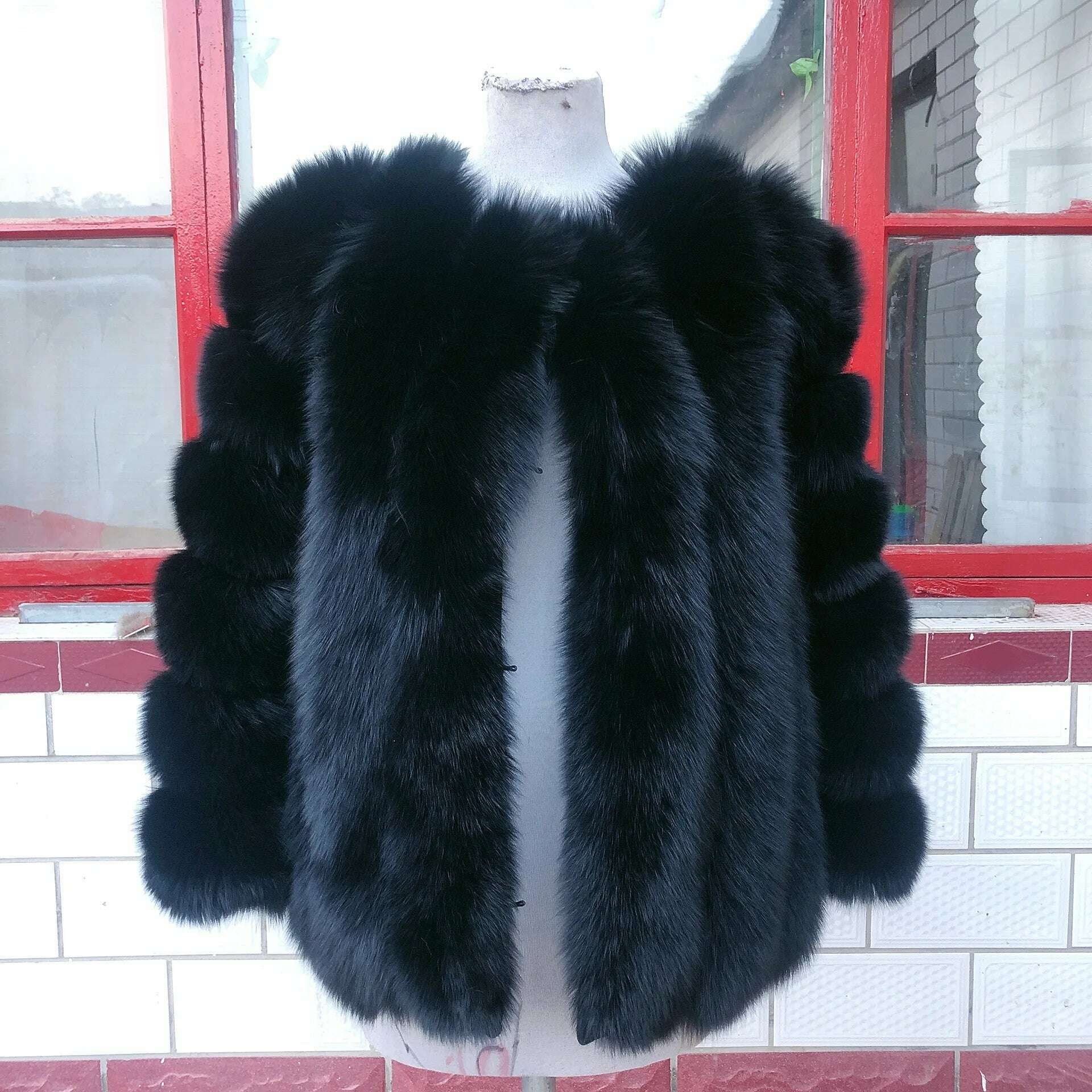 Natural fur ackets for women 2023 New style real fur coat Vertical bar high quality winter women cold coat Luxury free shipping - KIMLUD