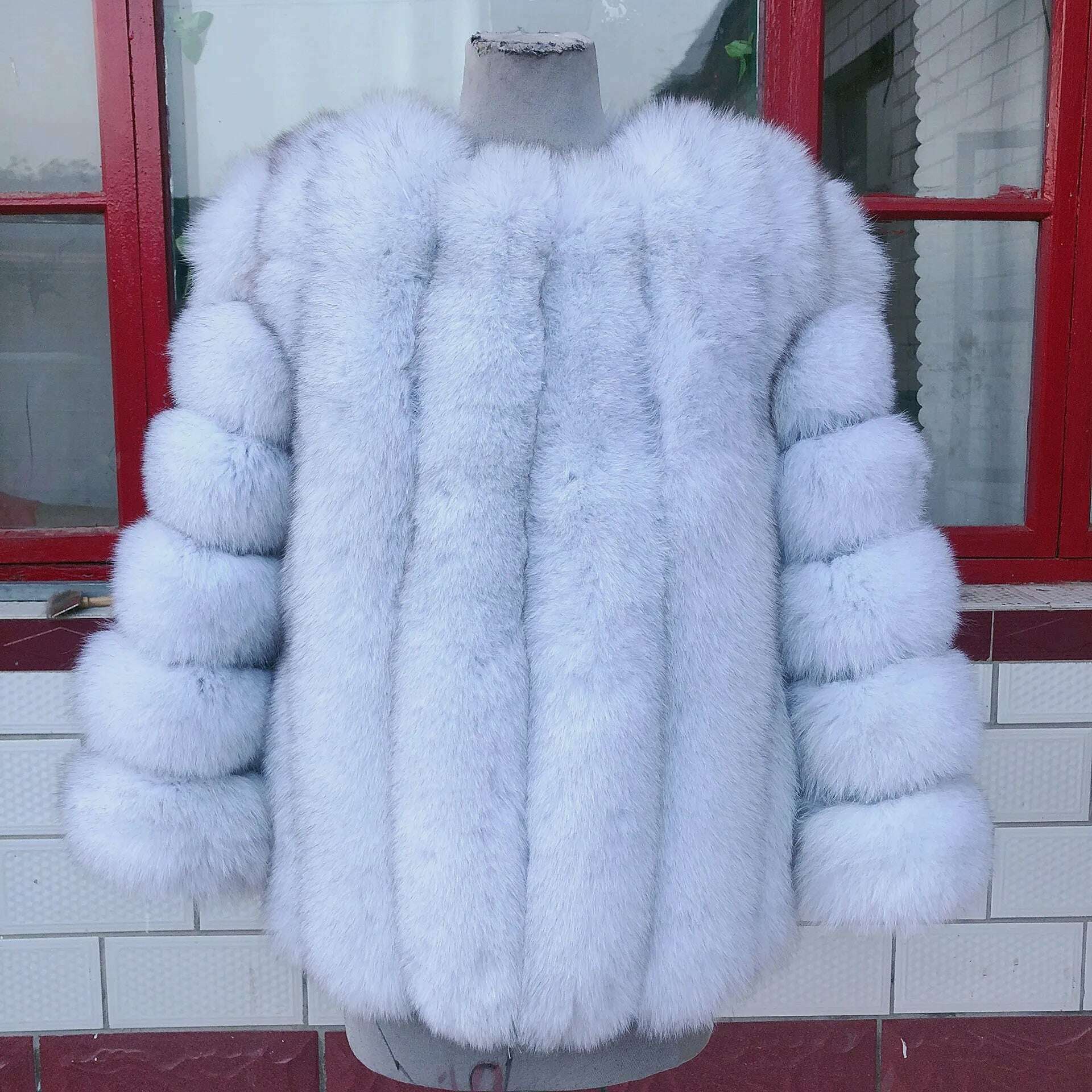 Natural fur ackets for women 2023 New style real fur coat Vertical bar high quality winter women cold coat Luxury free shipping - KIMLUD