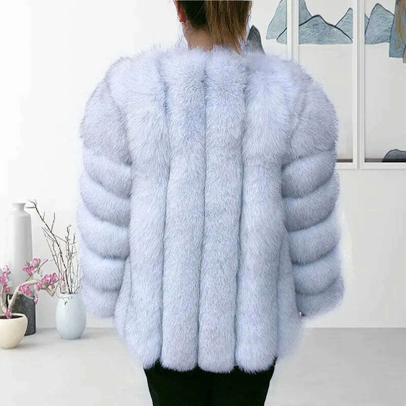 KIMLUD, Natural fur ackets for women 2023 New style real fur coat Vertical bar high quality winter women cold coat Luxury free shipping, Natural fox color / S / CHINA, KIMLUD Womens Clothes