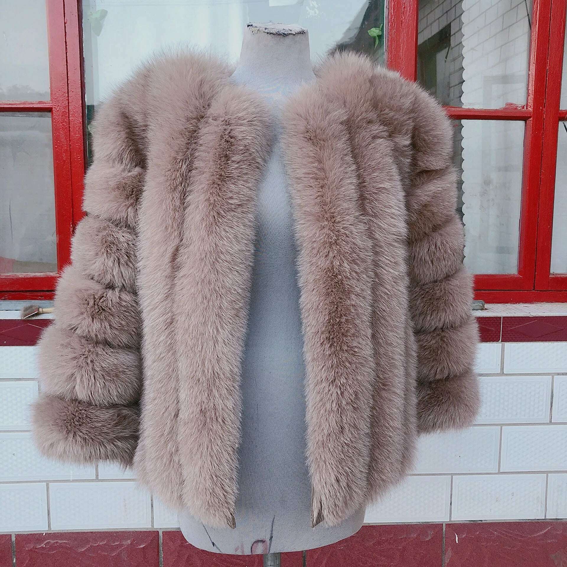 Natural fur ackets for women 2023 New style real fur coat Vertical bar high quality winter women cold coat Luxury free shipping - KIMLUD