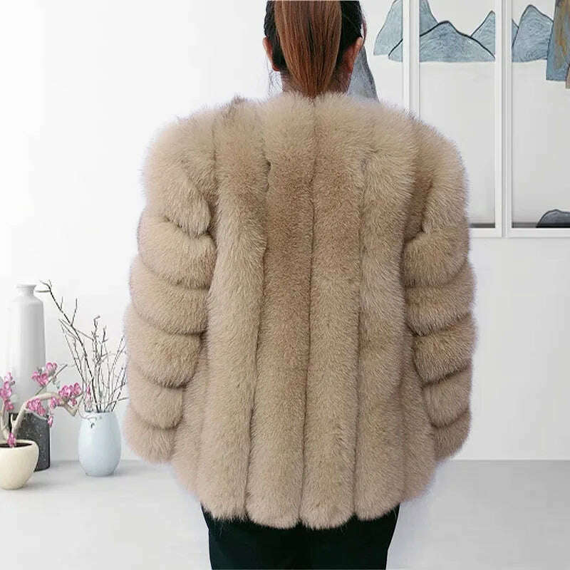 KIMLUD, Natural fur ackets for women 2023 New style real fur coat Vertical bar high quality winter women cold coat Luxury free shipping, cream / S / CHINA, KIMLUD Womens Clothes