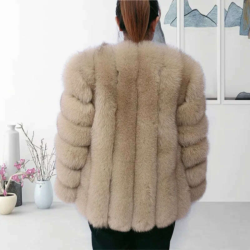 Natural fur ackets for women 2023 New style real fur coat Vertical bar high quality winter women cold coat Luxury free shipping - KIMLUD
