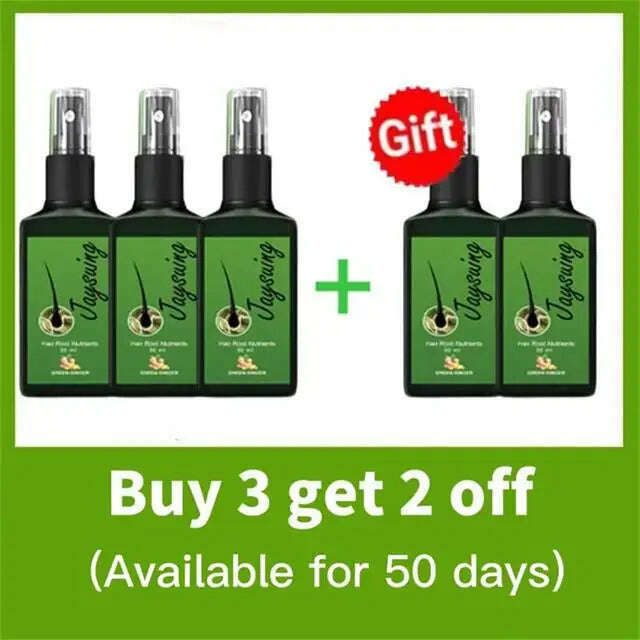 KIMLUD, Natural Ginger Hair Growth Spray Hair Roots Fast Grow Anti Hair Loss Essence Liquid Scalp Damaged Treatment Repair Beauty Health, 5PCS, KIMLUD Womens Clothes