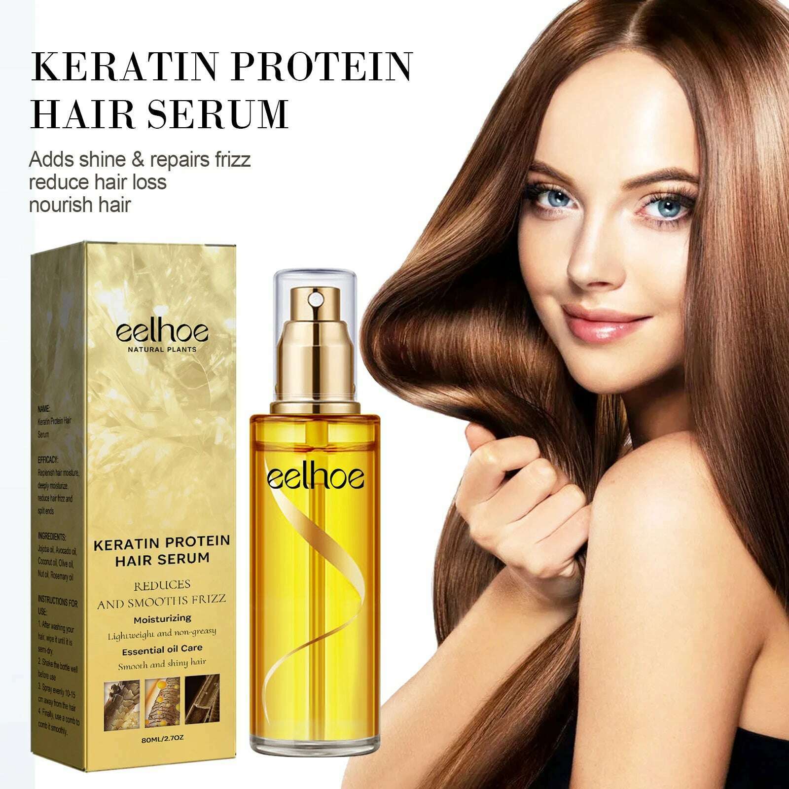 KIMLUD, Natural Hair Growth Keratin Hair Care Essence Spray Repair Improve Dry Curly Hair Smooth Hair Growing Serum Oil, KIMLUD Womens Clothes