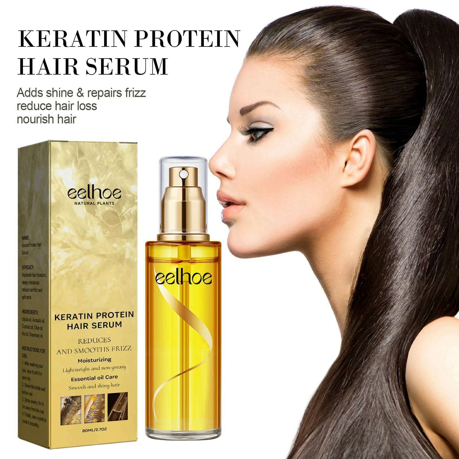 KIMLUD, Natural Hair Growth Keratin Hair Care Essence Spray Repair Improve Dry Curly Hair Smooth Hair Growing Serum Oil, KIMLUD Womens Clothes