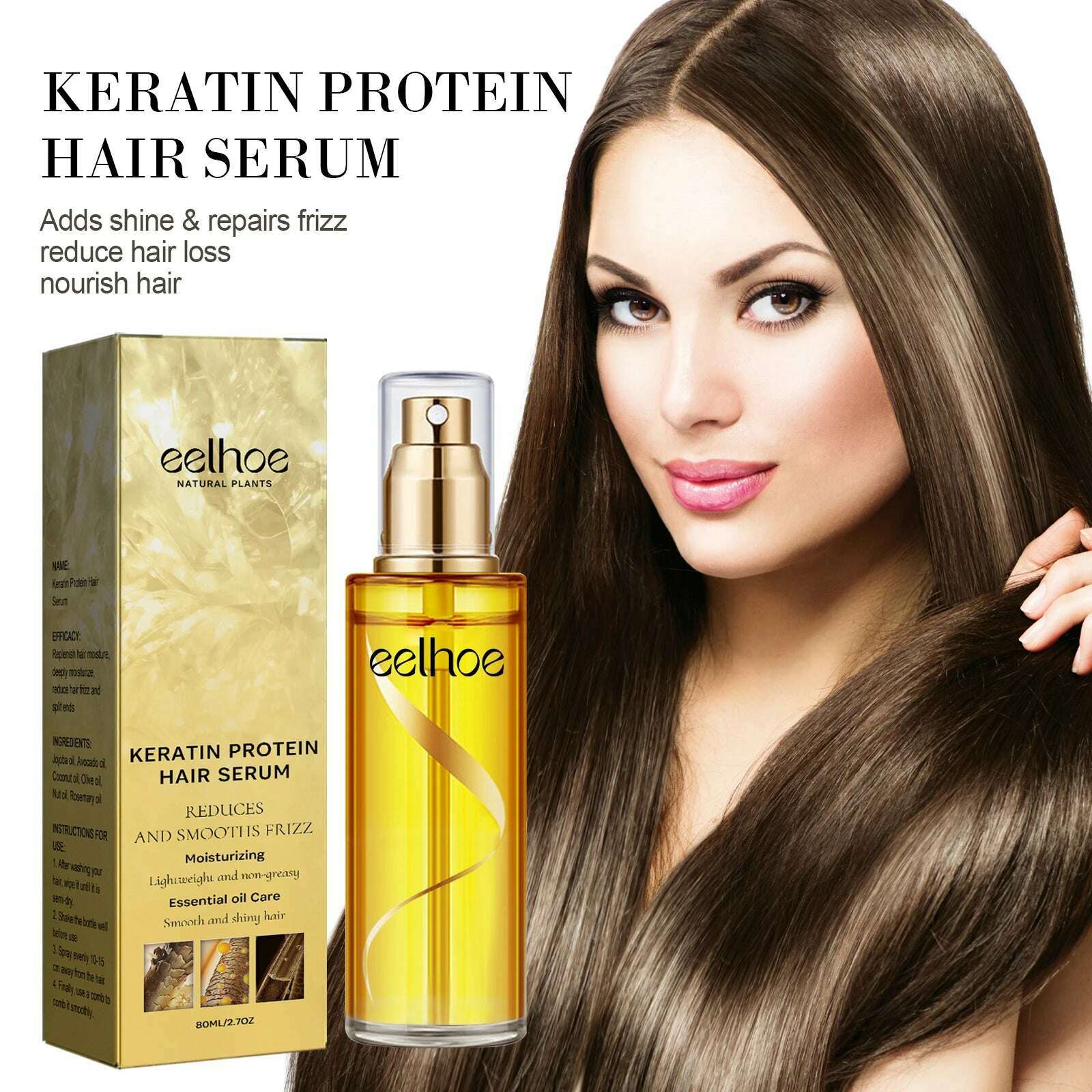 KIMLUD, Natural Hair Growth Keratin Hair Care Essence Spray Repair Improve Dry Curly Hair Smooth Hair Growing Serum Oil, KIMLUD Womens Clothes