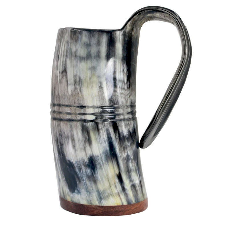 Natural Handmade Viking Mug Drinking Tankard Ox Horn Cups Horn Coffee Mug - KIMLUD