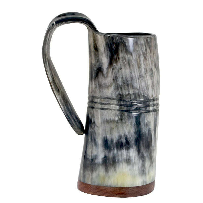Natural Handmade Viking Mug Drinking Tankard Ox Horn Cups Horn Coffee Mug - KIMLUD