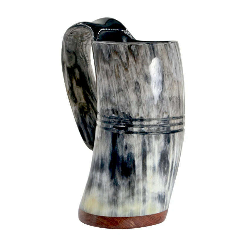 Natural Handmade Viking Mug Drinking Tankard Ox Horn Cups Horn Coffee Mug - KIMLUD