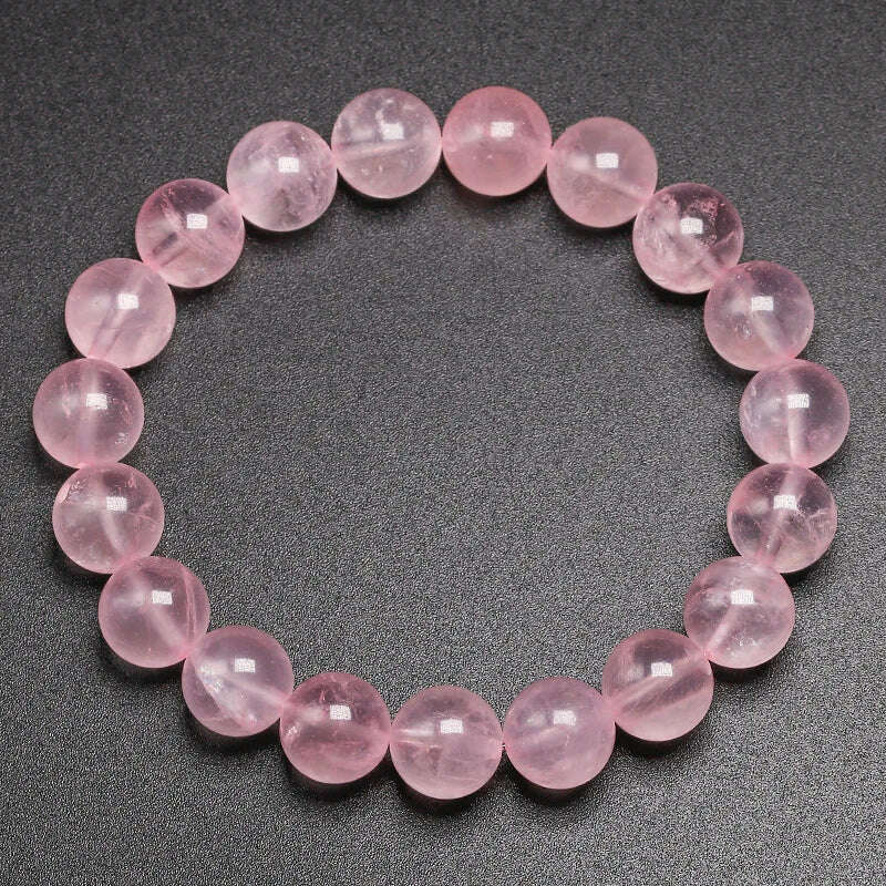 KIMLUD, Natural Smooth Rose Quartz Energy Natural Stone Strench Bracelet Elastic Fine Jewelry Beads Lovers Women Handmade Gift, KIMLUD Women's Clothes