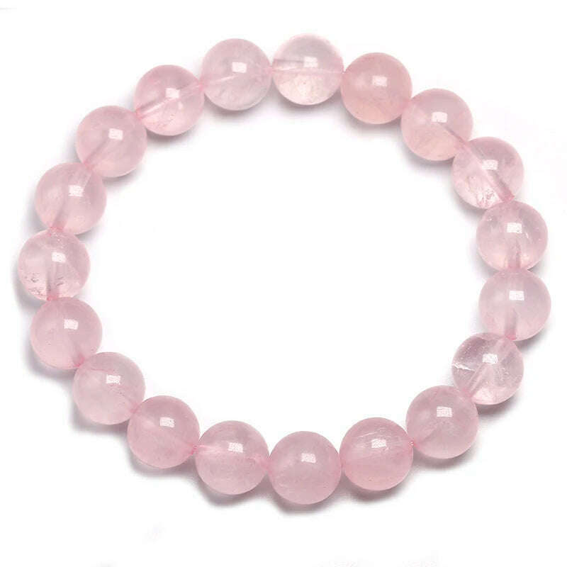 KIMLUD, Natural Smooth Rose Quartz Energy Natural Stone Strench Bracelet Elastic Fine Jewelry Beads Lovers Women Handmade Gift, KIMLUD Womens Clothes