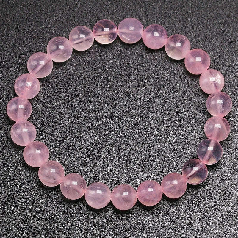 KIMLUD, Natural Smooth Rose Quartz Energy Natural Stone Strench Bracelet Elastic Fine Jewelry Beads Lovers Women Handmade Gift, Beads 8mm / 16cm 6.3inch, KIMLUD Womens Clothes
