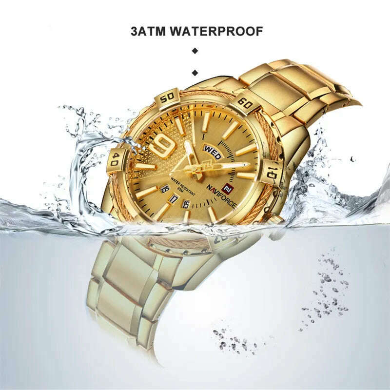 NAVIFORCE Luxury Brand Men&#39;s WristWatch Original Fashion Quartz Classic Watches For Men Waterproof Business Steel Band Clock Man - KIMLUD