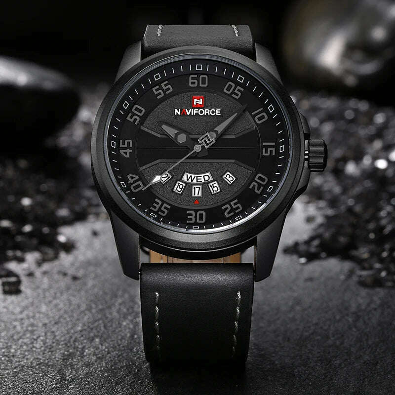 KIMLUD, NAVIFORCE Men Sports Watches Men's Quartz Date Clock Man Leather Strap Military Waterproof Wrist watch relogio masculino, KIMLUD Womens Clothes