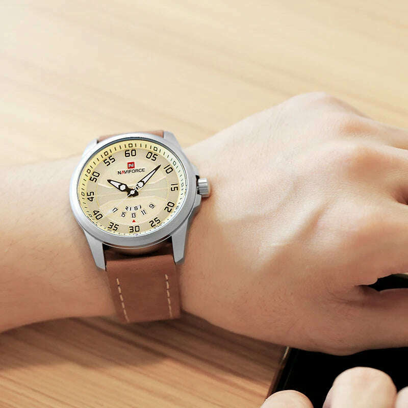 KIMLUD, NAVIFORCE Men Sports Watches Men's Quartz Date Clock Man Leather Strap Military Waterproof Wrist watch relogio masculino, KIMLUD Womens Clothes
