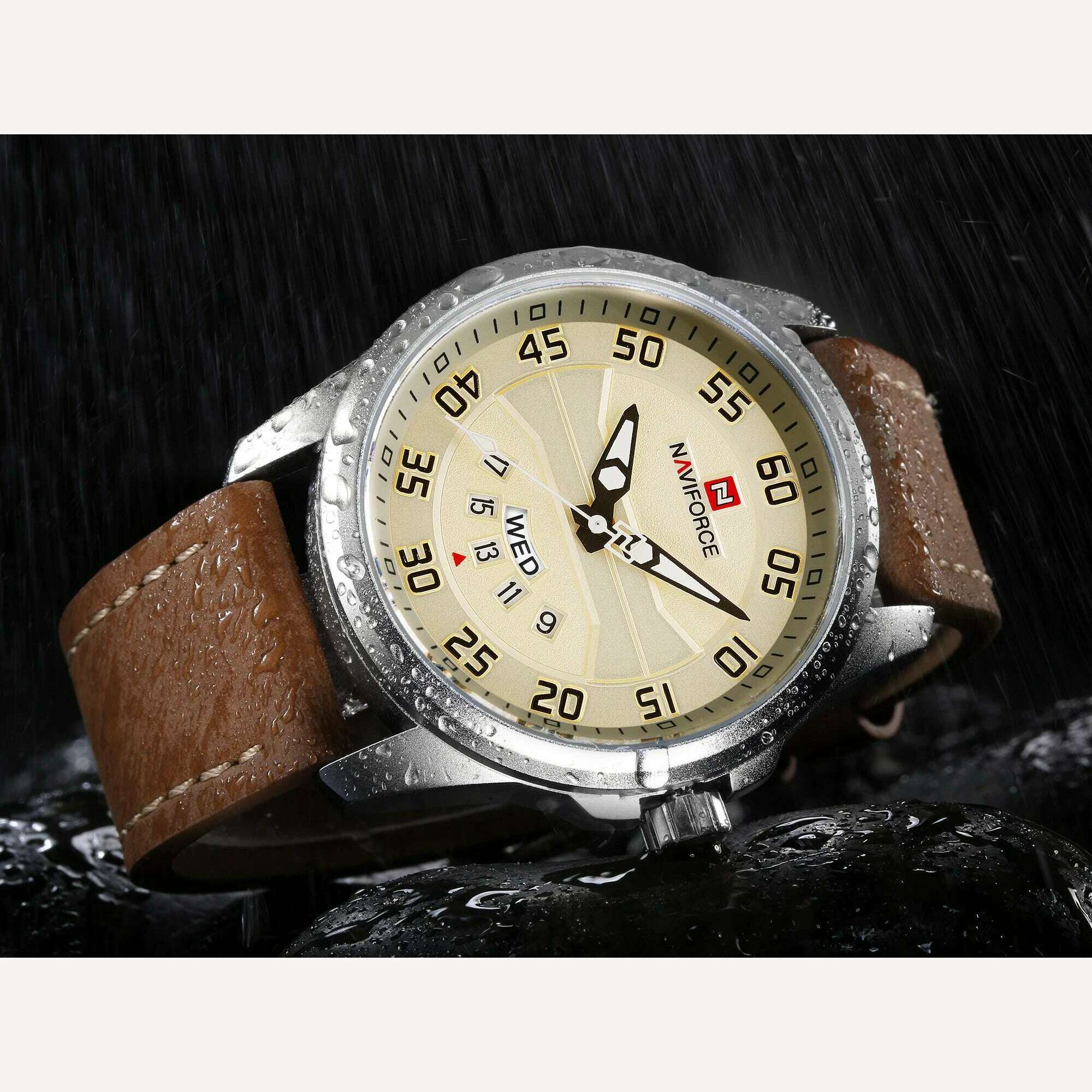 KIMLUD, NAVIFORCE Men Sports Watches Men's Quartz Date Clock Man Leather Strap Military Waterproof Wrist watch relogio masculino, KIMLUD Womens Clothes