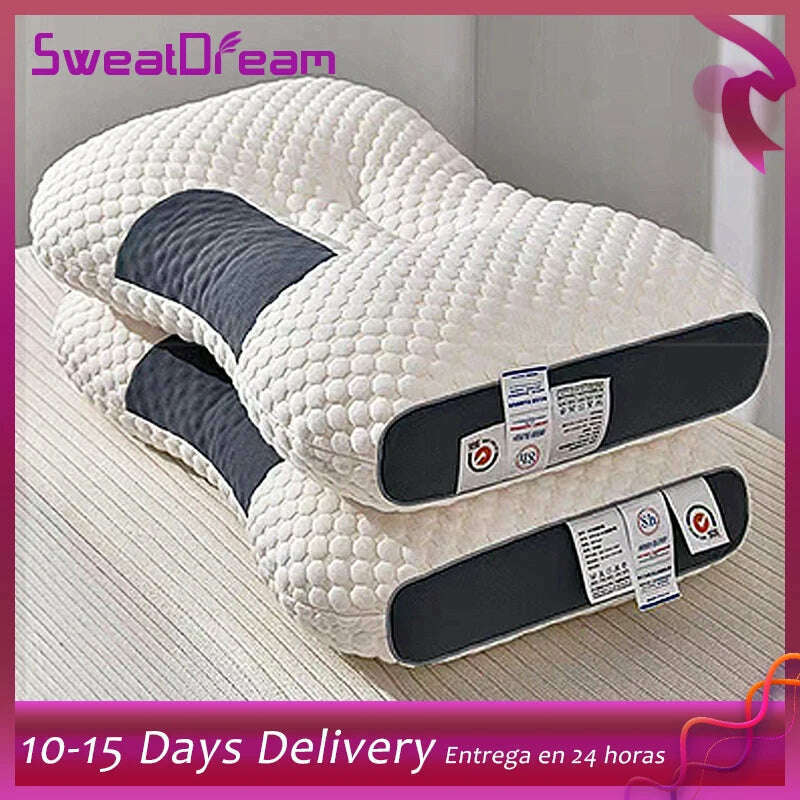 KIMLUD, Neck Pillows New 3D SPA Massage Pillow Partition To Help Sleep and Protect The Neck Pillow Knitted Cotton Pillow Bedding, KIMLUD Women's Clothes