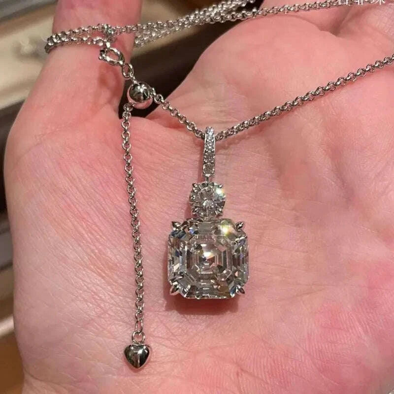 Necklace Earrings Ring Set - Asscher Cut - Zircon | KIMLUD