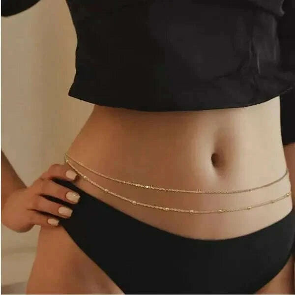Necklace Rhinestone Tassel Belly Chain Metal Gold | KIMLUD